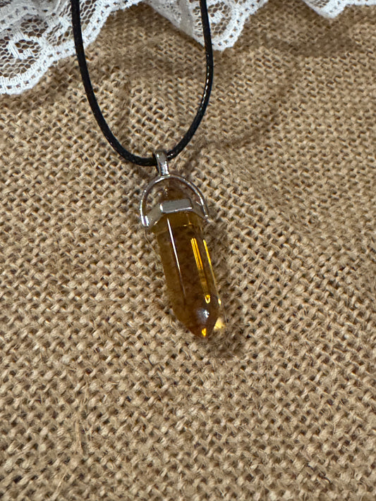 20" Citrine Crystal Point Pendant Necklace
