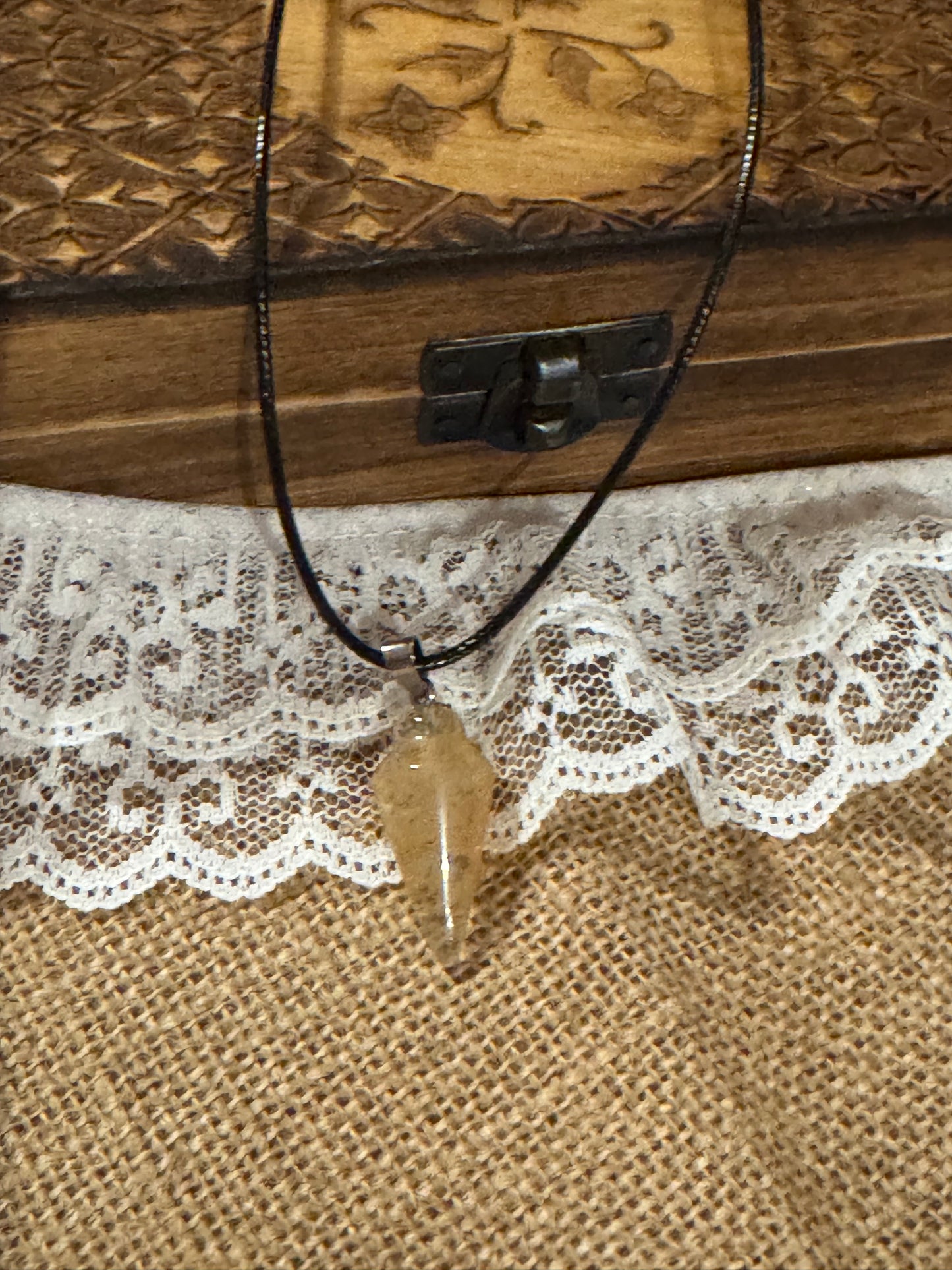 20" Lemon Quartz Crystal Point Necklace