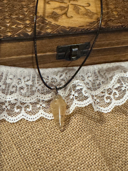 20" Lemon Quartz Crystal Point Necklace
