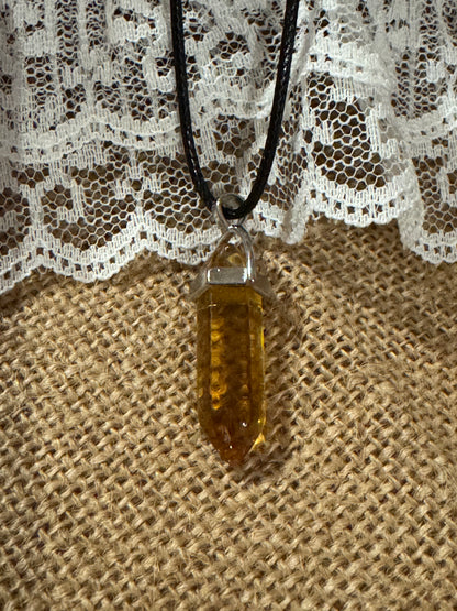 20" Citrine Crystal Point Pendant Necklace