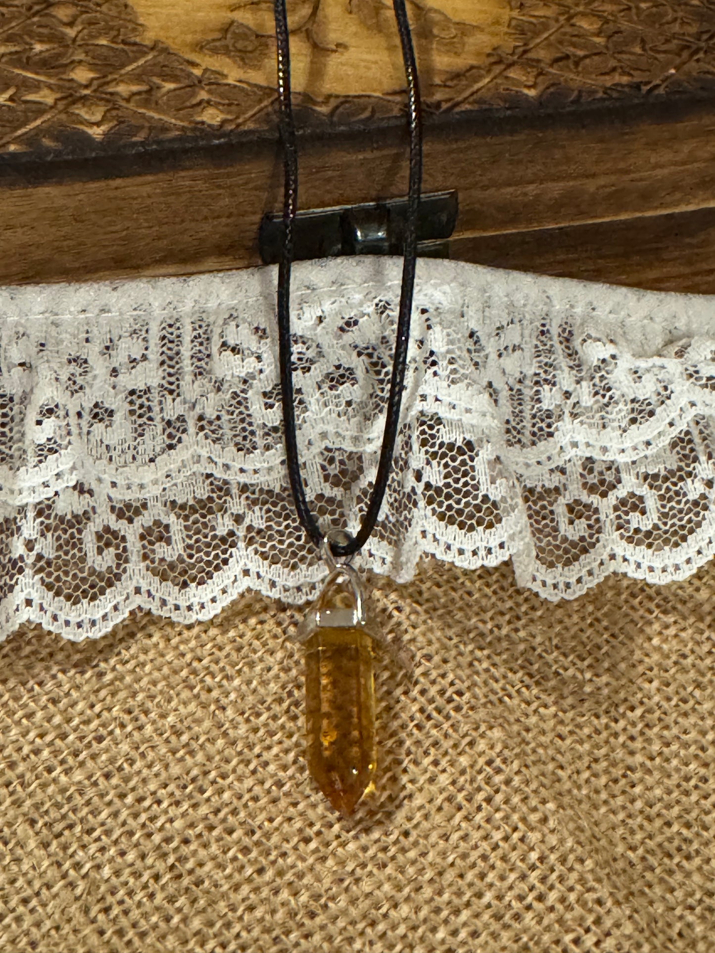 20" Citrine Crystal Point Pendant Necklace